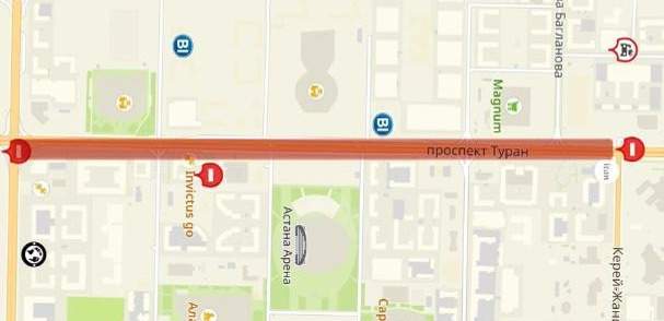 В Астане коммунальные службы перекрыли движение по проспекту Туран 