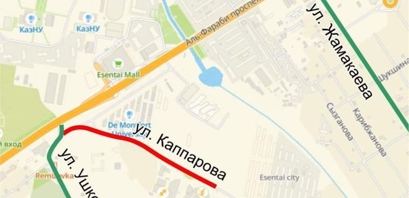 На одну ночь перекроют движение на участке улицы Каппарова в Алматы