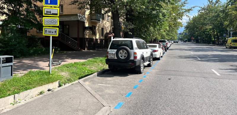 В Алматы появились синие разметки на дороге. Что они означают