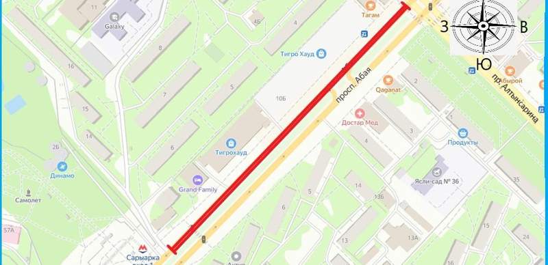 В Алматы на ночь перекроют часть одной из главных улиц