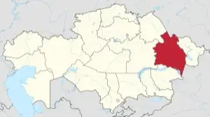 Абайская область на карте Казахстана