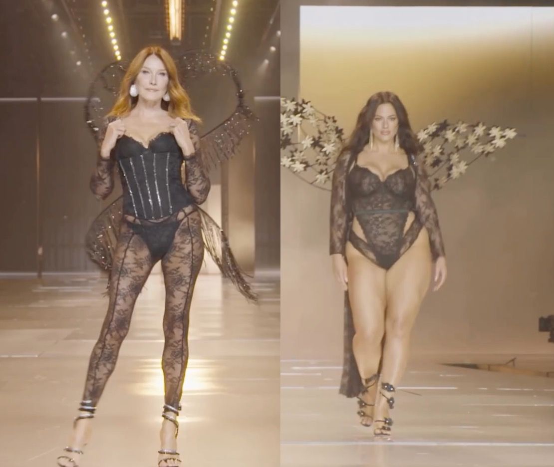 Слева &ndash; 57-летняя топ-модель Карла Бруни, справа &ndash; модель Эшли Грэм