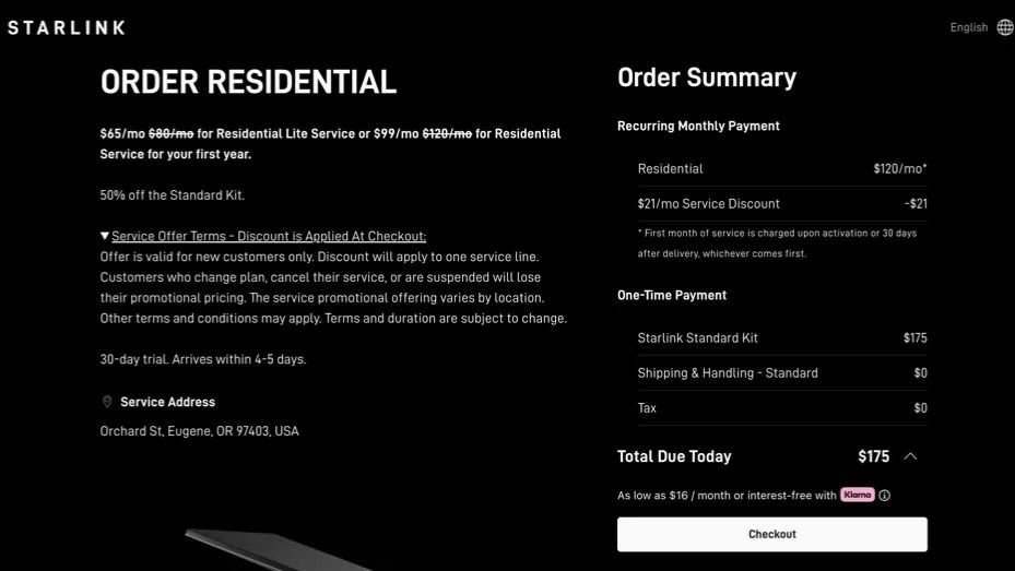 Стартовый комплект спутникового интернета Starlink в США теперь стоит 175 долларов