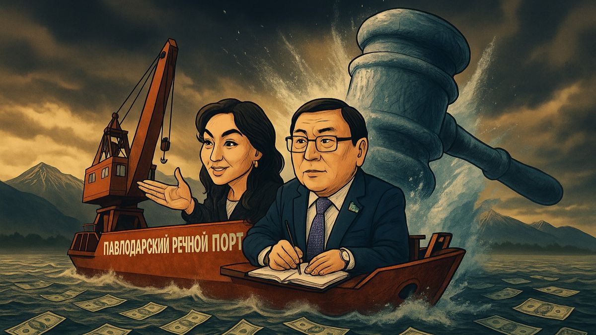 Долорес Пшембаева и Мейрам Пшембаев управляют судном 