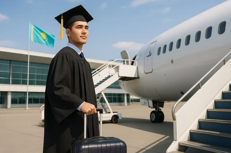 Выпускник садится в самолёт