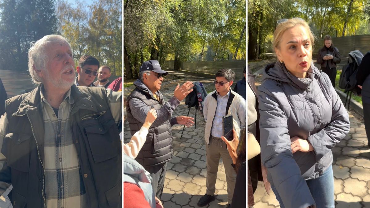 Жители на собрании у рощи Баума