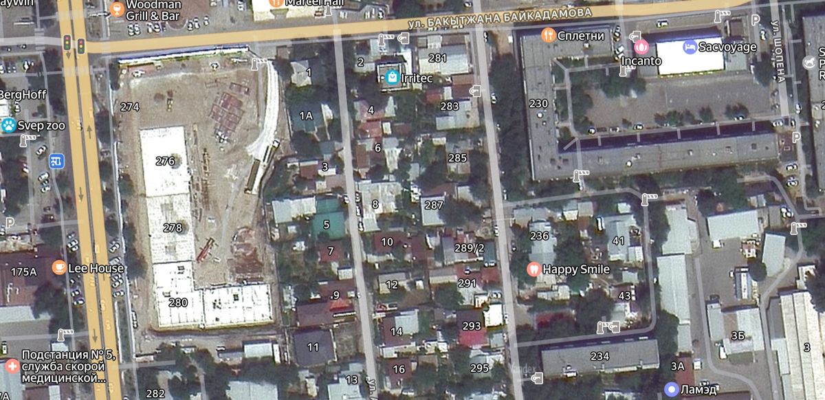 Строительство ЖК Baiqadam. Вид со спутника