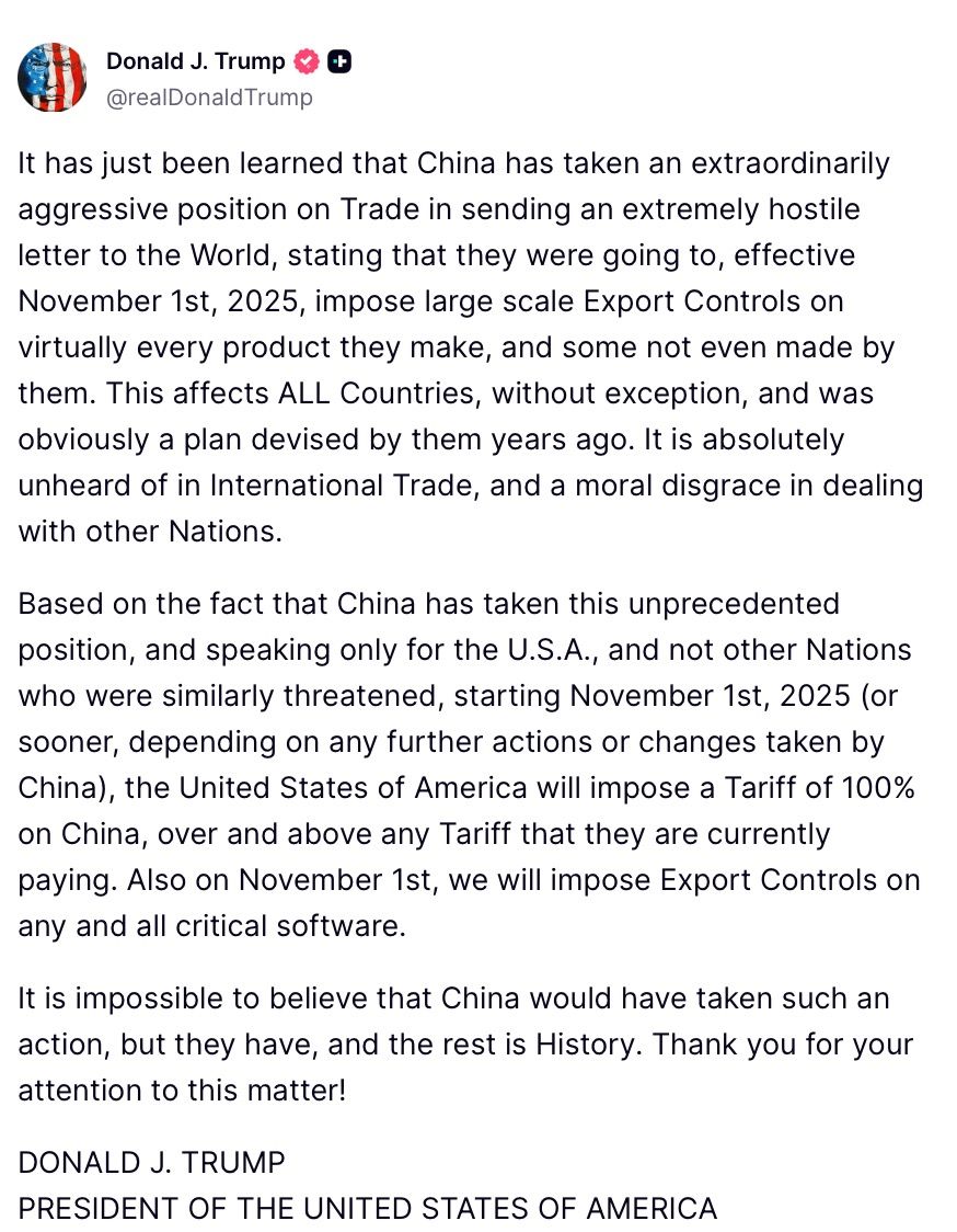 Публикация Дональда Трампа в Truth Social&nbsp;