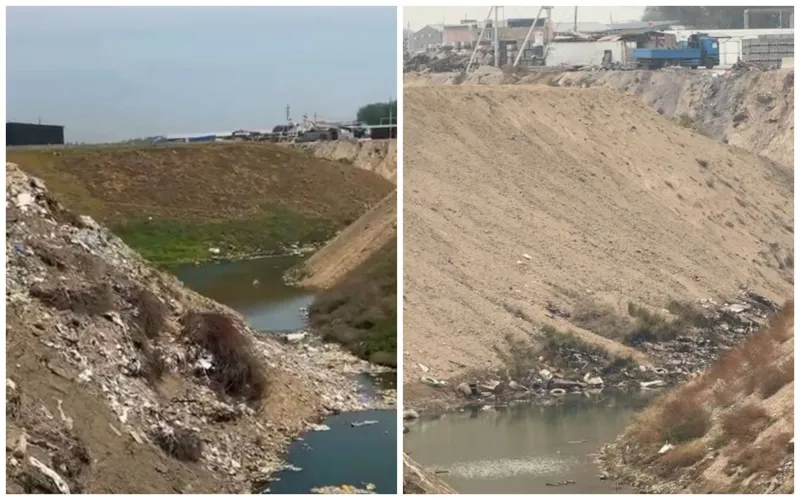 Участок реки Терренкара частично засыпан строительными и бытовыми отходами