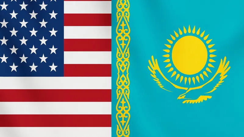 Флаги США и Казахстана