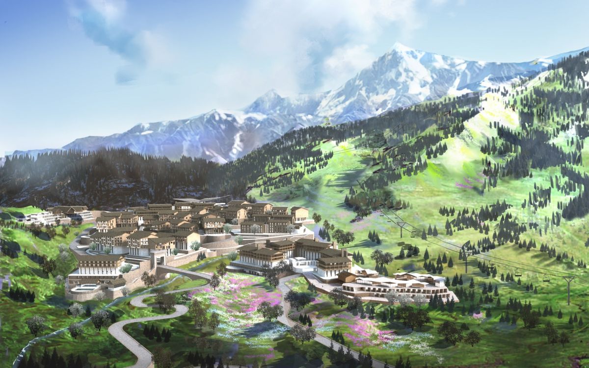 Эскиз проекта горнолыжного курорта Кок-Жайляу, разработанного Coopers Hill &ndash; международной консалтинговой компанией, специализирующейся в том числе и на ландшафтной архитектуре