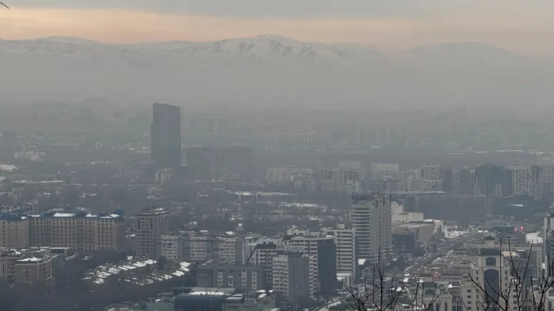 Вид на Алматы со смогом