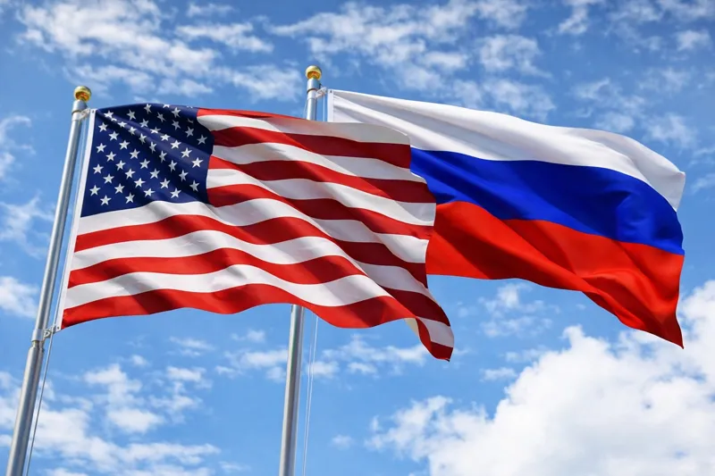 Флаги США и России