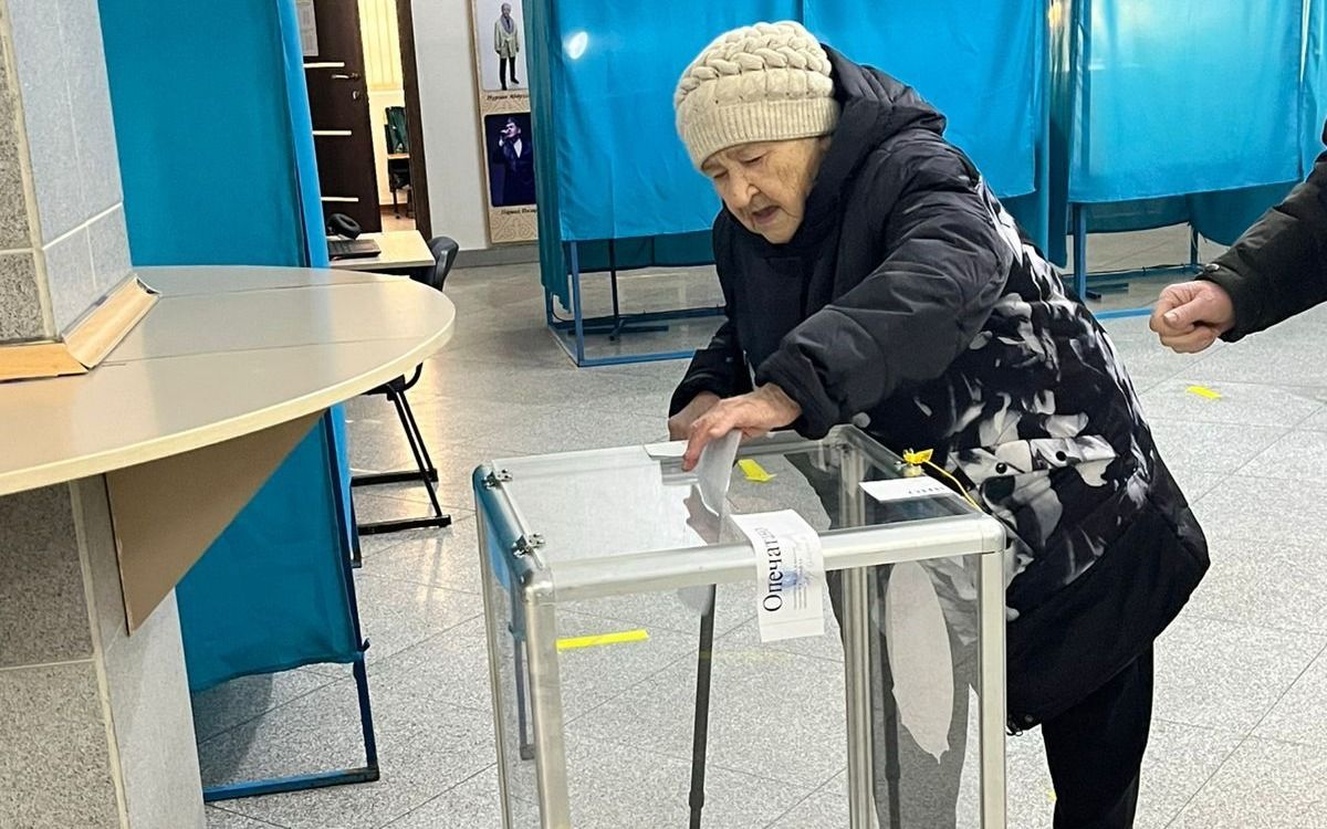 Пенсионерка на избирательном участке