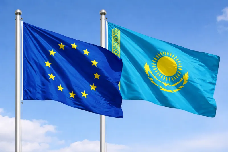 Флаги ЕС и Казахстана