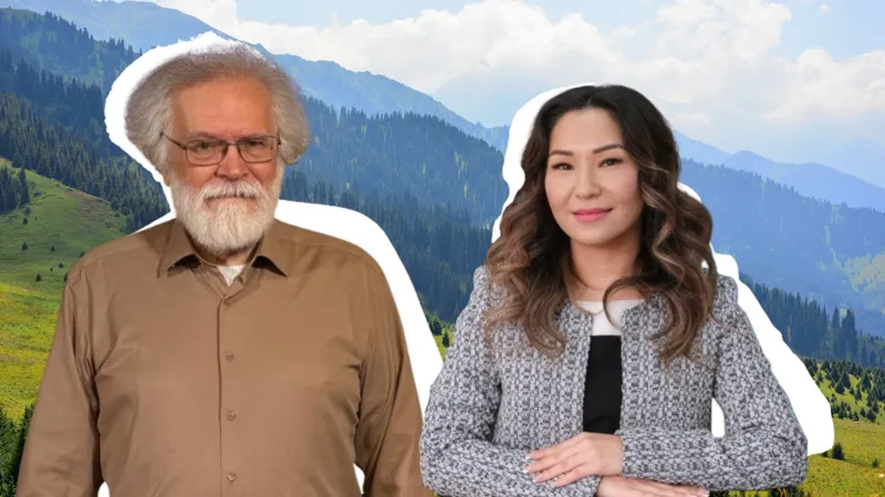 Глава "ЭО Зелёное спасение" Сергей Куратов и глава управления туризма Алматы Галия Токсеитова 