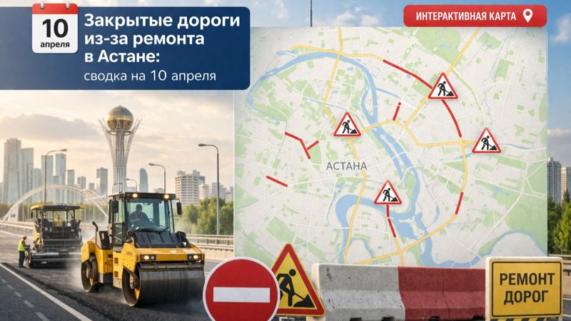 Закрытые дороги в Астане: сводка на 10 апреля. Интерактивная карта