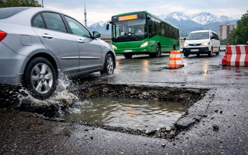 "Раскопали и бросили": водители жалуются на ремонт дорог в Алматы