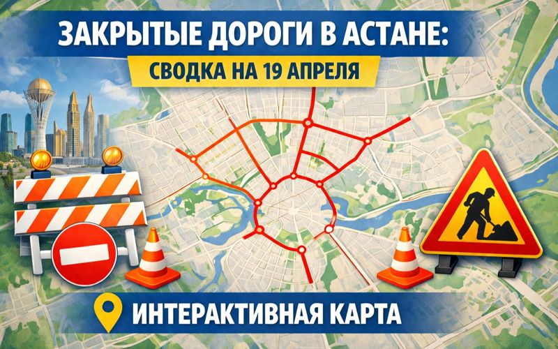 Закрытые дороги в Астане: сводка на 19 апреля. Интерактивная карта