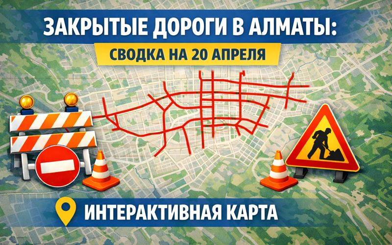 Закрытые дороги в Алматы: сводка на 20 апреля. Интерактивная карта