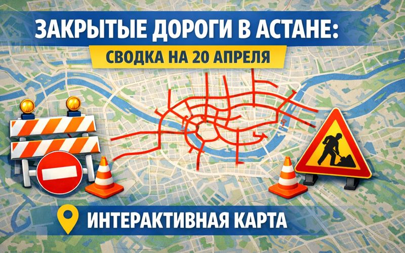 Закрытые дороги в Астане: сводка на 20 апреля. Интерактивная карта