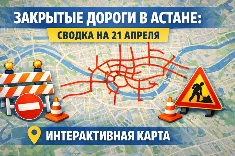 Закрытые дороги в Астане: сводка на 21 апреля. Интерактивная карта
