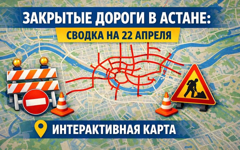 Закрытые дороги в Астане: сводка на 22 апреля. Интерактивная карта
