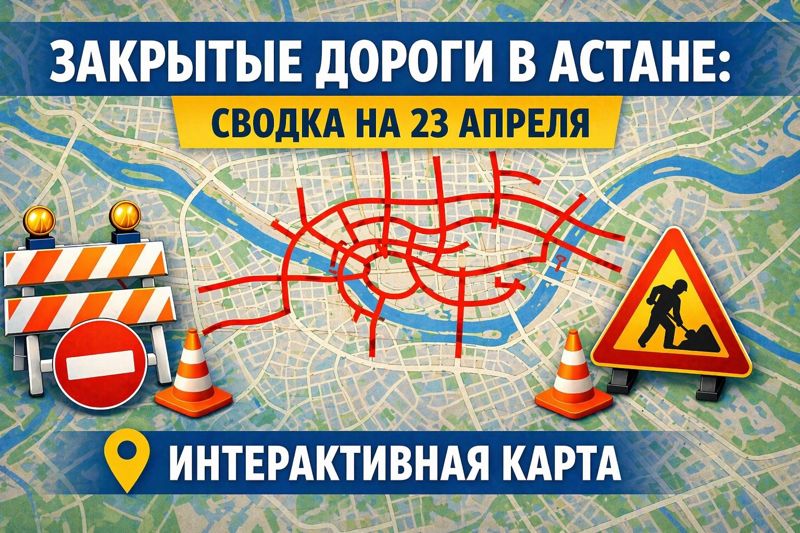 Закрытые дороги в Астане: сводка на 23 апреля. Интерактивная карта