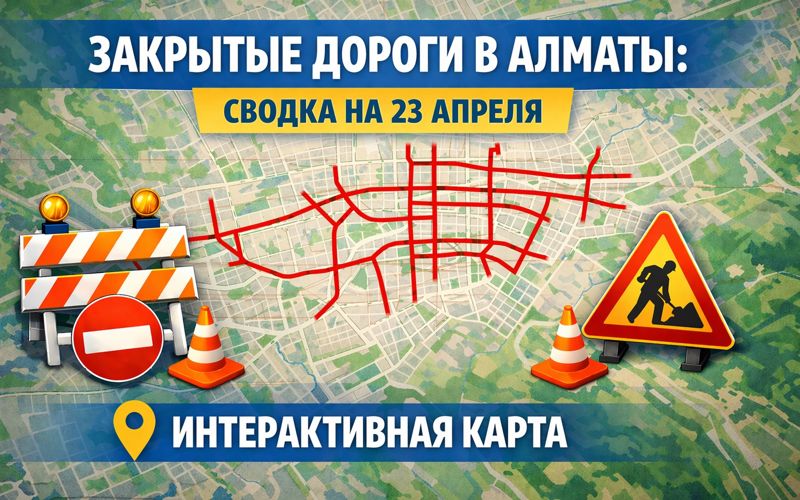 Закрытые дороги в Алматы: сводка на 23 апреля. Интерактивная карта
