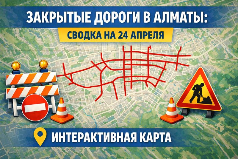 Закрытые дороги в Алматы: сводка на 24 апреля. Интерактивная карта