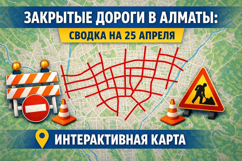 Закрытые дороги в Алматы: сводка на 25 апреля. Интерактивная карта