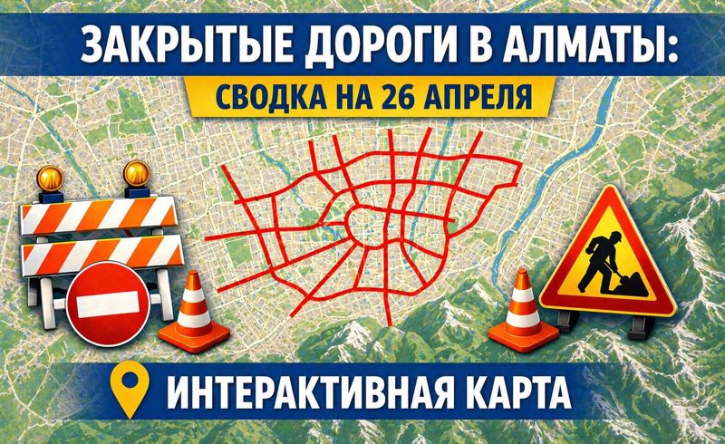 Закрытые дороги в Алматы: сводка на 26 апреля. Интерактивная карта
