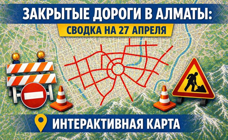Закрытые дороги в Алматы: сводка на 27 апреля. Интерактивная карта