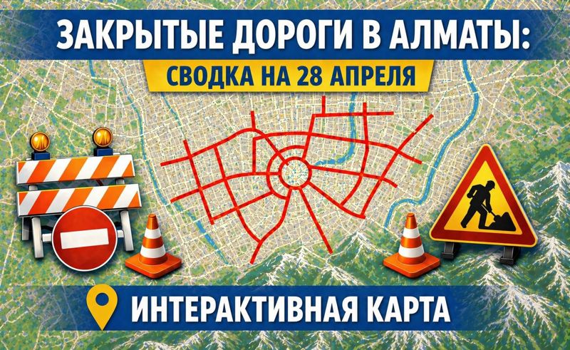 Закрытые дороги в Алматы: сводка на 28 апреля. Интерактивная карта