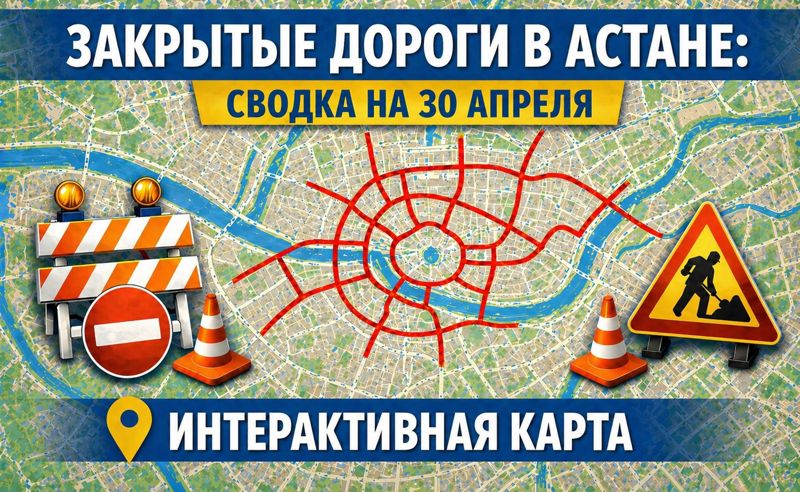 Закрытые дороги в Астане: сводка на 30 апреля. Интерактивная карта