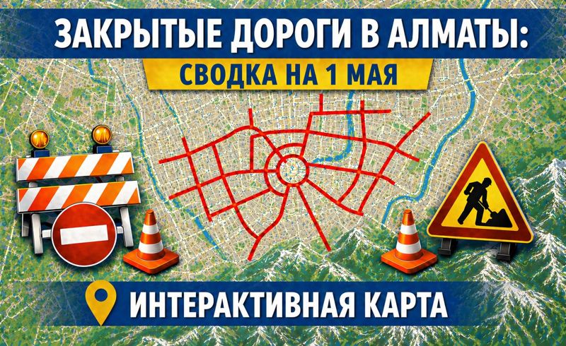 Закрытые дороги в Алматы: сводка на 1 мая. Интерактивная карта
