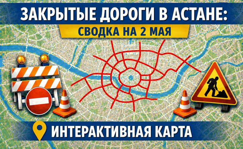 Закрытые дороги в Астане: сводка на 2 мая. Интерактивная карта