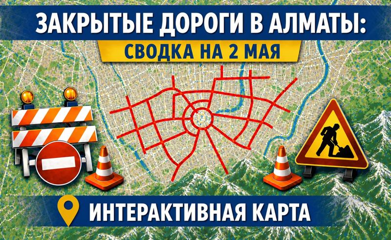 Закрытые дороги в Алматы: сводка на 2 мая. Интерактивная карта