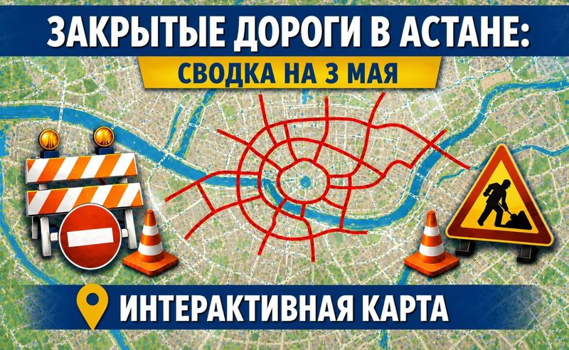 Закрытые дороги в Астане: сводка на 3 мая. Интерактивная карта