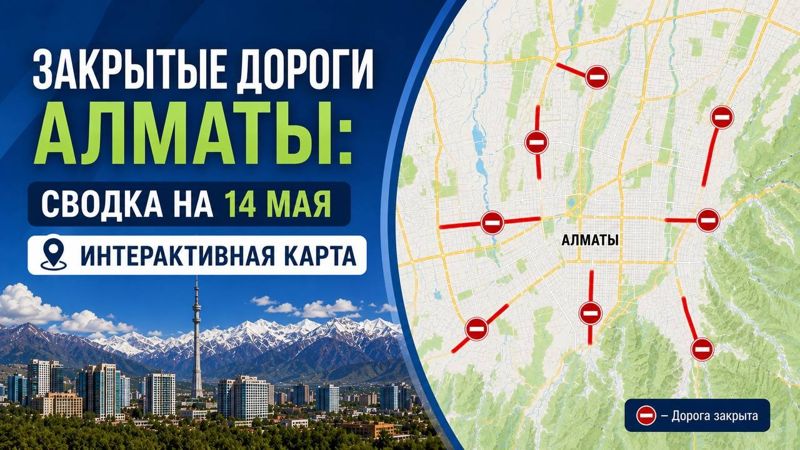 Закрытые дороги в Алматы: сводка на 14 мая. Интерактивная карта