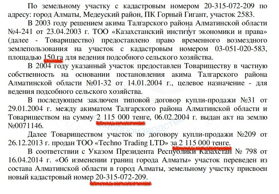 История покупки и продажи участка в 150 гектаров