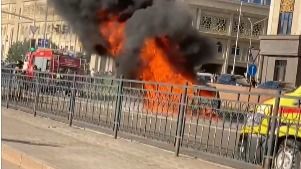 Автомобиль взорвался на дороге в Астане: есть пострадавшие