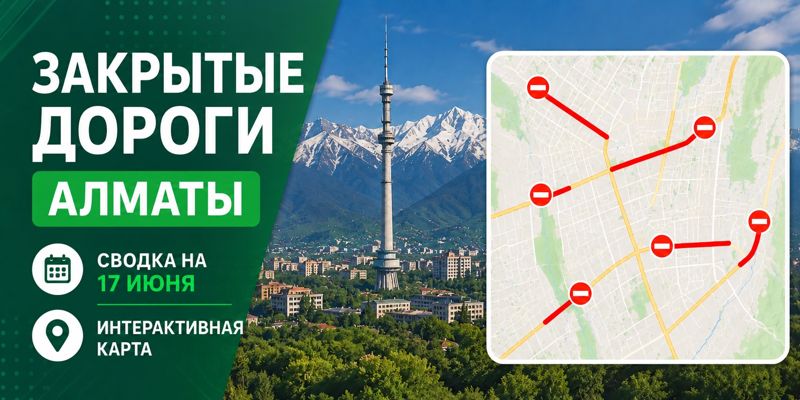 Закрытые дороги в Алматы: сводка на 17 июня. Интерактивная карта
