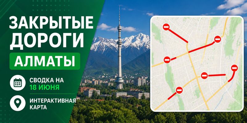 Закрытые дороги в Алматы: сводка на 18 июня. Интерактивная карта