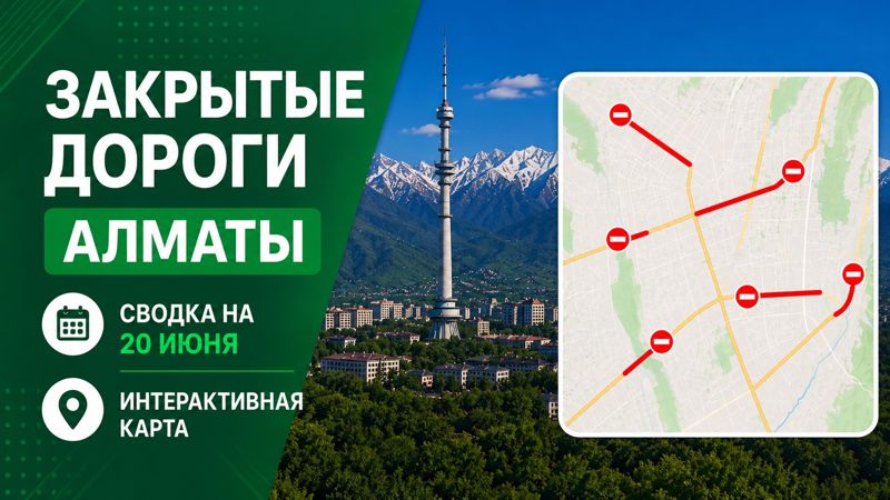 Закрытые дороги в Алматы: сводка на 20 июня. Интерактивная карта