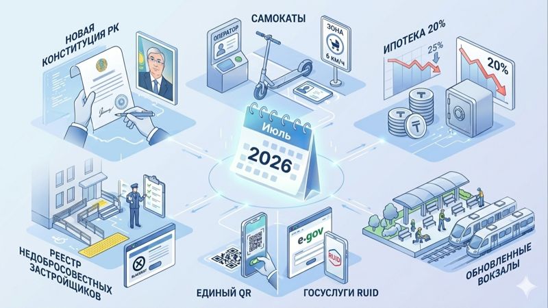 Конституция, ипотека и единый QR – новшества с июля в Казахстане