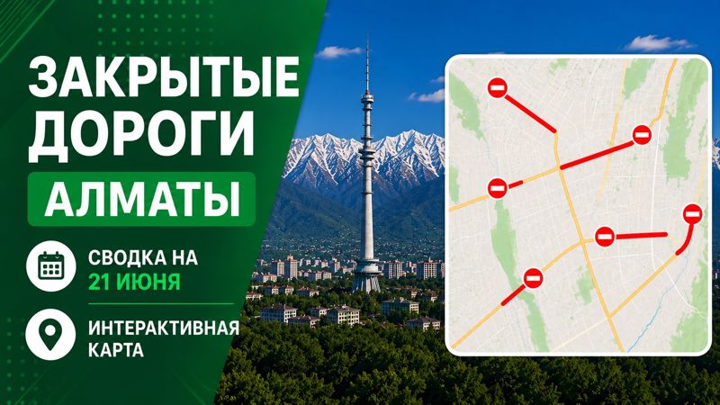 Закрытые дороги в Алматы: сводка на 21 июня. Интерактивная карта