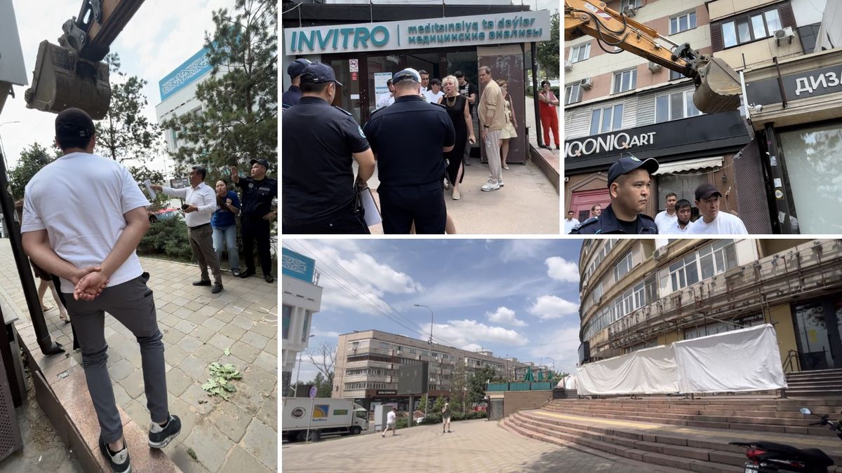 В Алматы сносят незаконную пристройку вместо пандуса на Назарбаева
