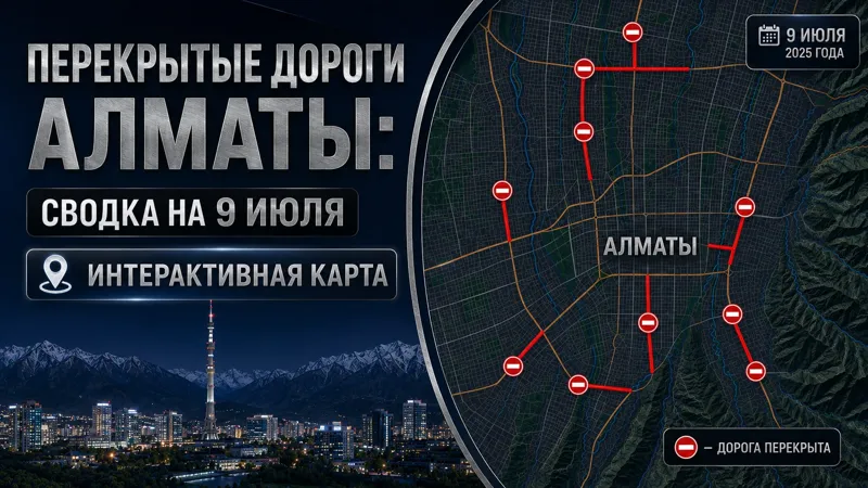 Перекрытые дороги в Алматы