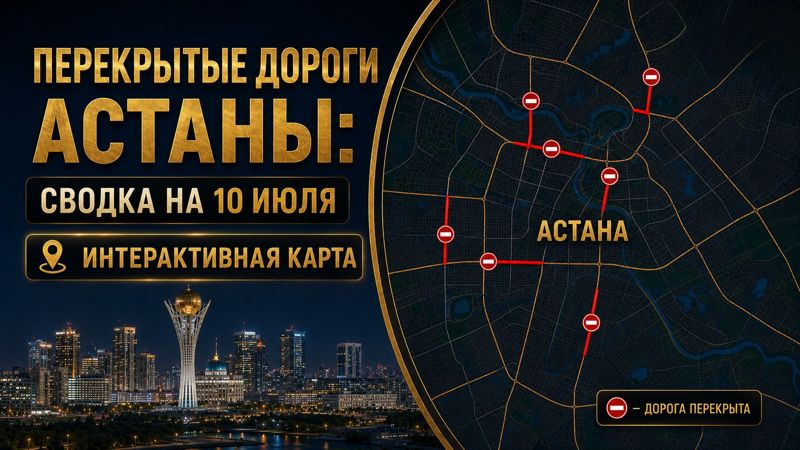 Закрытые дороги в Астане: сводка на 10 июля. Интерактивная карта